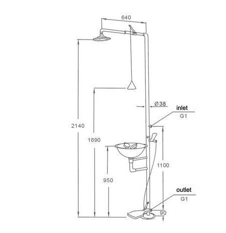 Bồn rửa mắt kết hợp tắm khẩn cấp WJH0858